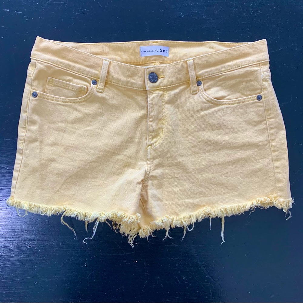 LOFT Yellow Cut Off Jean Shorts Sz 8